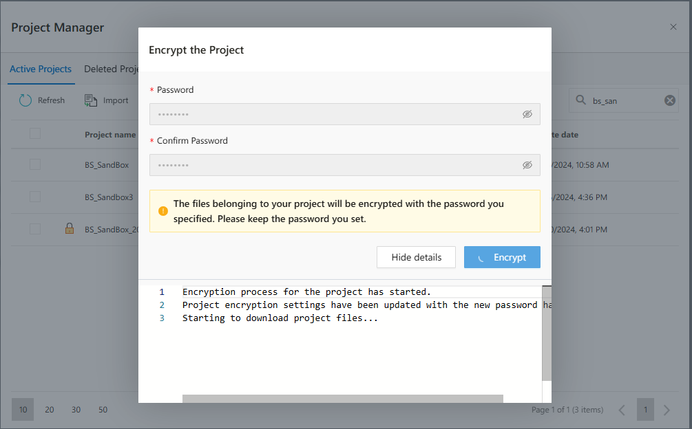 Project Manager - Encryption Progress