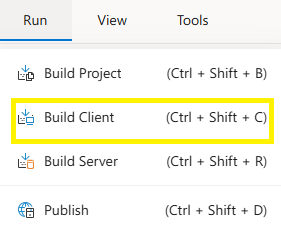 Build Client Menu