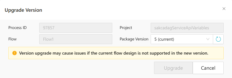 Version Upgrade Window