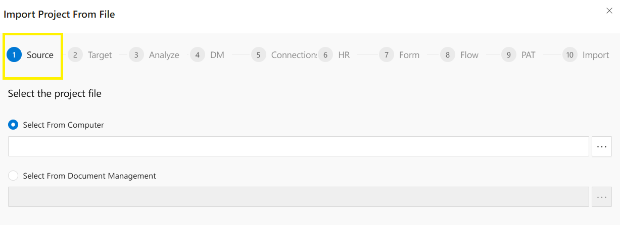 Project Transfer Wizard - Source