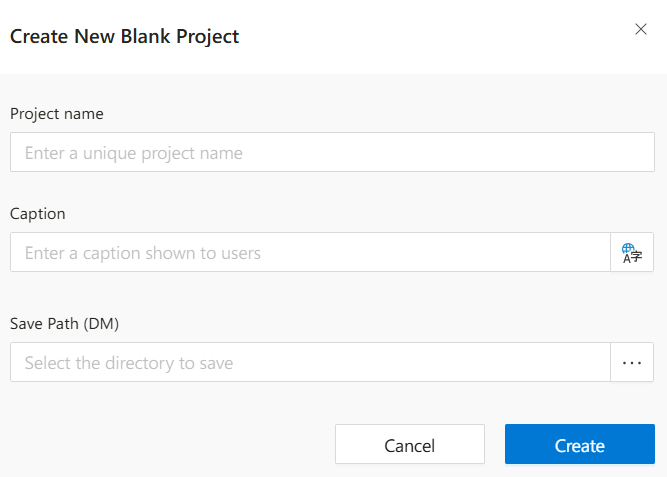 Create New Blank Project