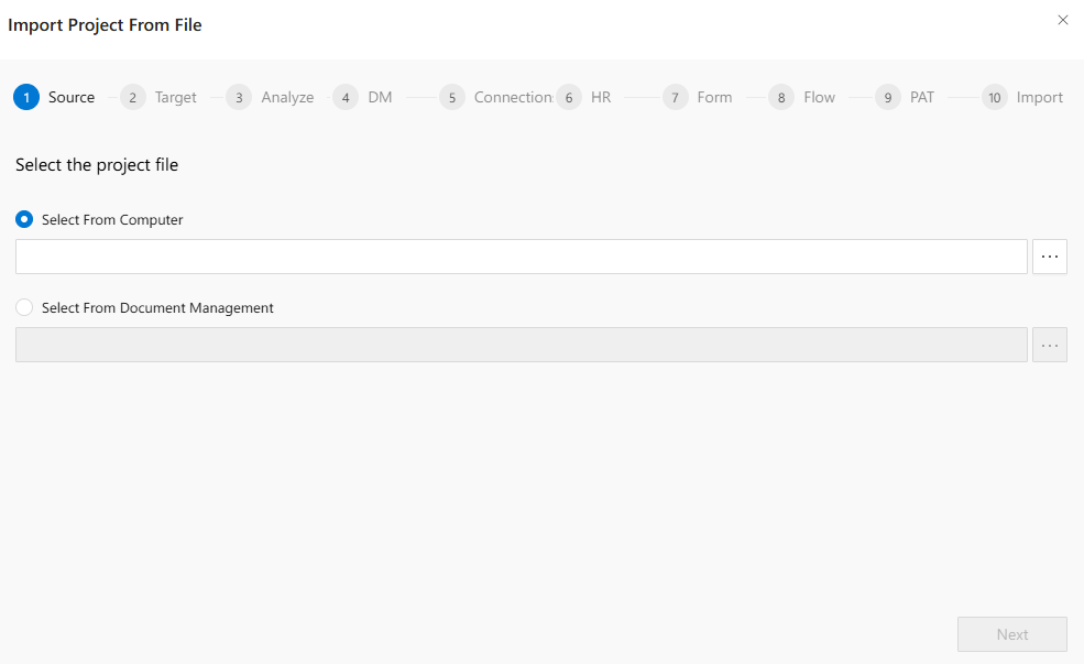 Import Project - Step 1