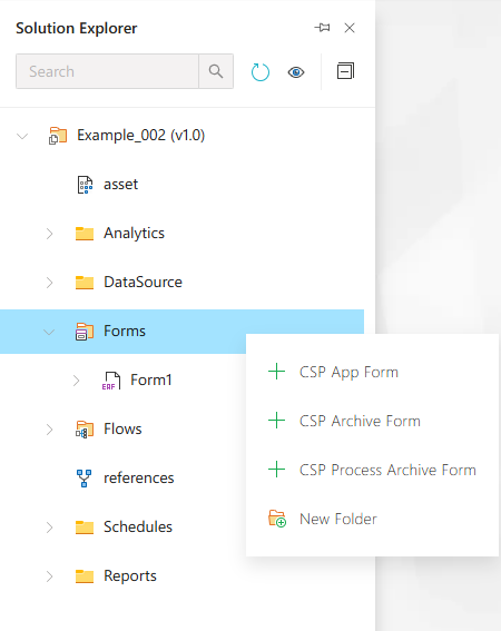 Forms Menu