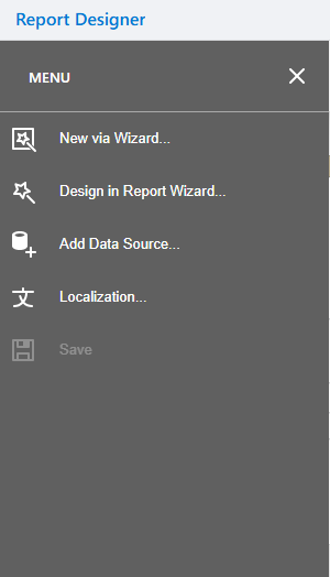 Report Designer Menu