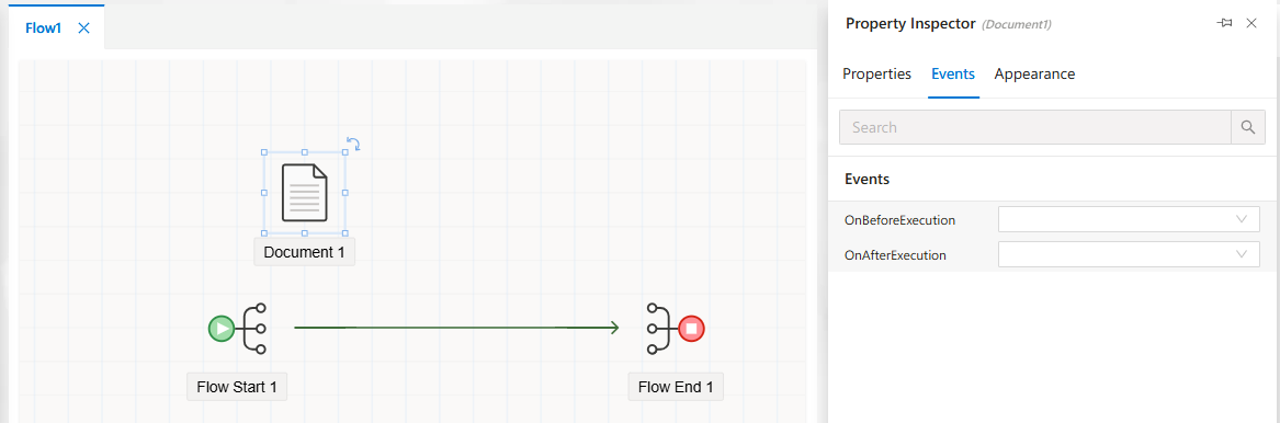 Flow Document Property Inspector - Events