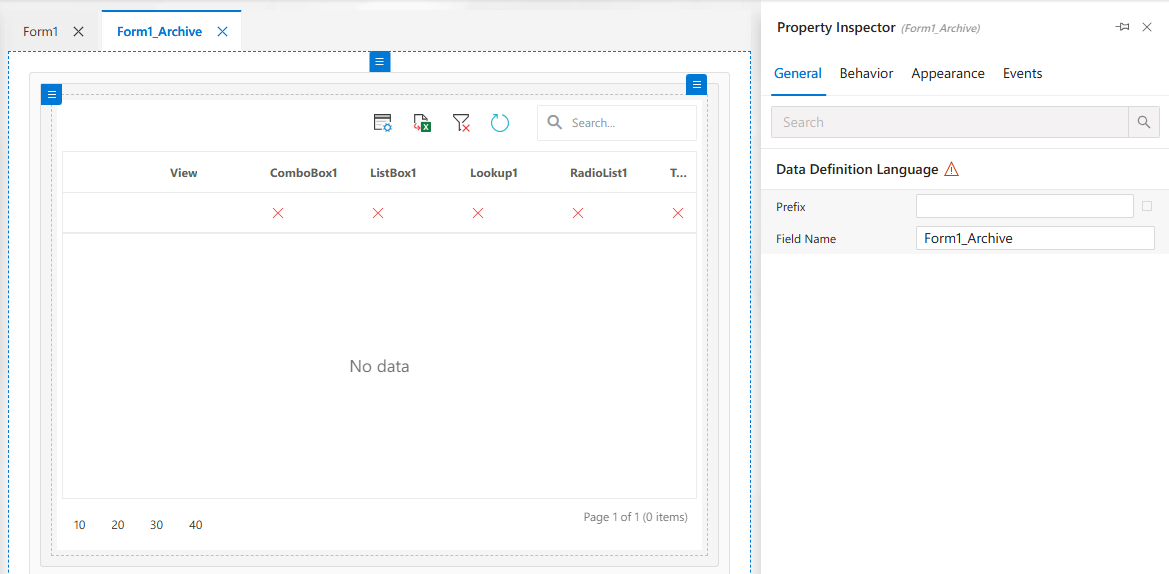 CSP Archive Form View