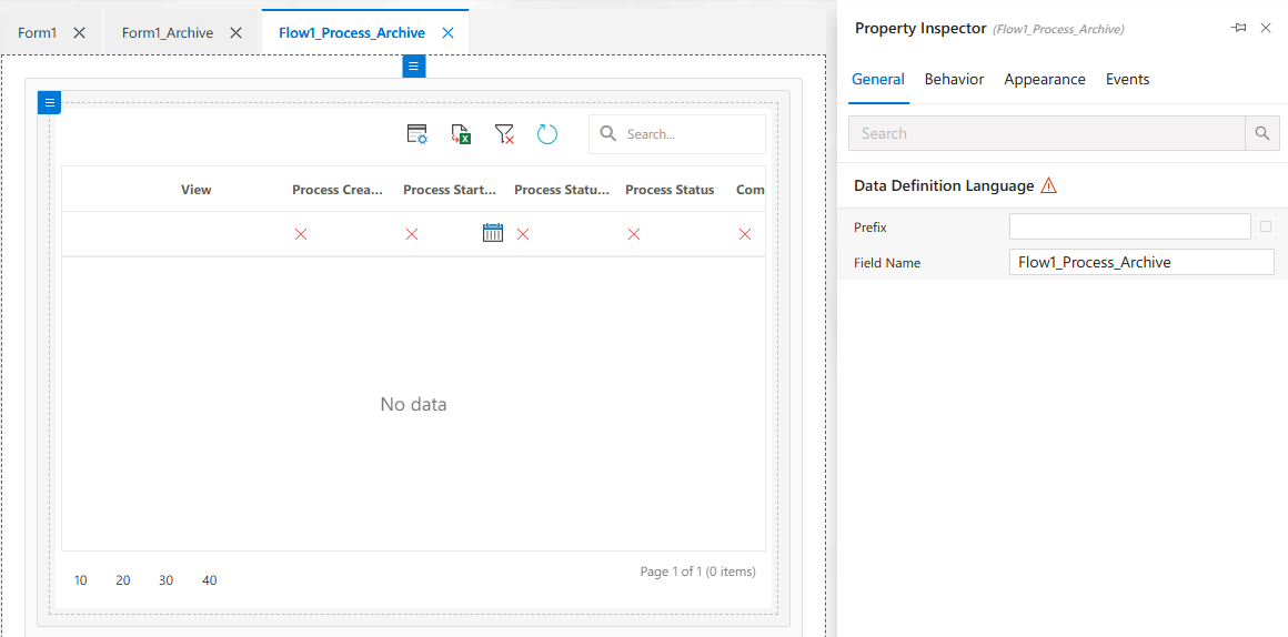 Process Archive View