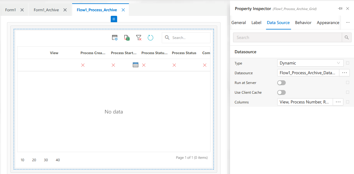 Process Archive DataSource