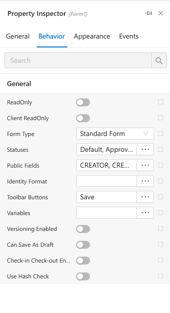 Behavior Tab