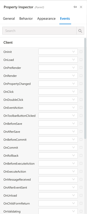 Events Tab